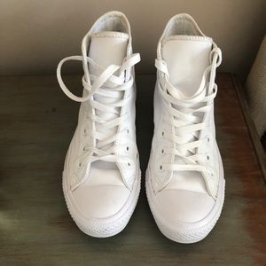 White Leather Hightop Converse Sneakers